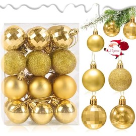 24 PCS 6CM Esferas Navideñas, Adornos para Arbol de Navidad, Bolas de Navidad para Colgar, Adornos de Bolas de Navidad Inastillables, Decoraciones Col