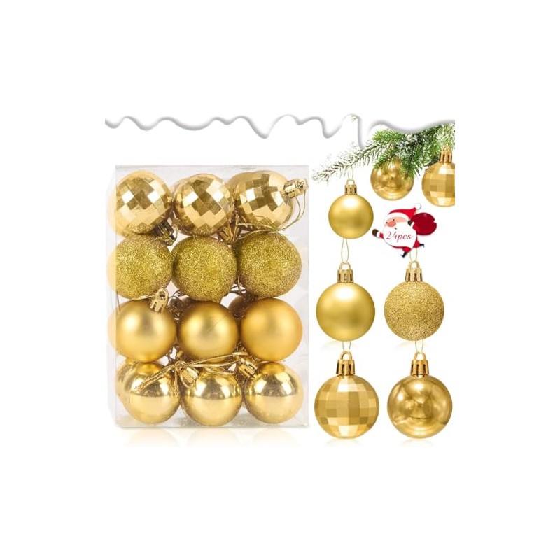 24 PCS 6CM Esferas Navideñas, Adornos para Arbol de Navidad,