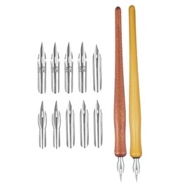 TEHAUX 1set Vintage Wooden Dip Pen Set for Calligraphy and Art Handmade Gothic Flat Head Tips for Smooth Writing and Drawing for Signature and Lettering