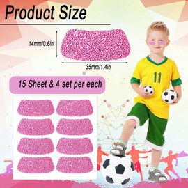 120Pcs Glitter Softball Eye Stickers Sports Eye Black Stickers for Kids Adhesive Football Eye Stickers for Team Spirit Accessories Sports Game Themed Supplies(Pink)
