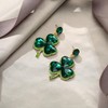 EVER FAITH St Patrick's Day Clover Stud Earrings Sparkling Heart