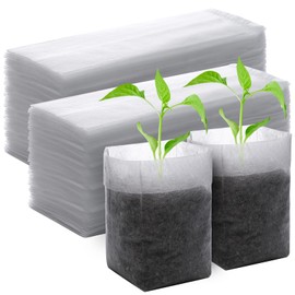 GREANER 200PCS Biodegradable Nursery Bags, 6.3"x7.8" Thickened Non-Woven Fabric Plant Seeding Grow Bags, Degradable Nursery Grow Bags for Plant Seedling Flower Vegetable, Home or Outdoor Garden Supply