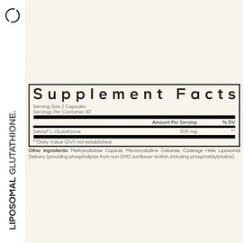 Codeage Suplemento de glutatión liposomal – Piel pura reducida de Setria L glutatión – Píldoras de polvo de glutatión nano encapsulado – Fosfolípidos 