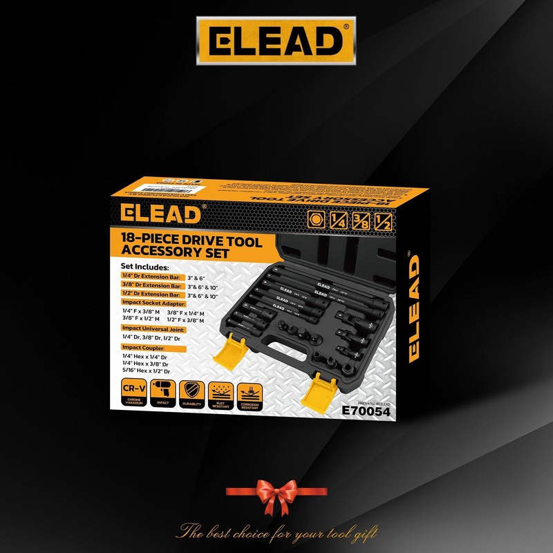 18-Pieces Impact Socket Extension Set: 1/4", 3/8" & 1/2" Drive