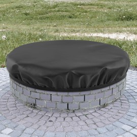 Round Fire Pit Cover for In-Ground Fire Pits 52-57 Inch Waterproof Firepit Covers Round, Outdoor Firepit Cover, Fits Large Built-In Stone Fire Pits, All-Season Protective Cover