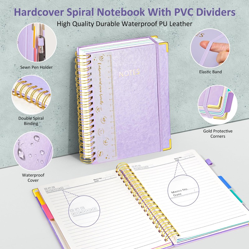 Hardcover Spiral Notebook Journal, 8"x10" Large B5 Notebooks with Removable