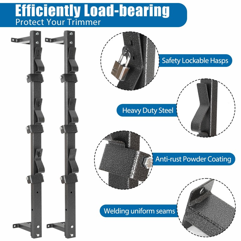 OUTPRIZE Trimmer Rack, 3 Place Heavy Duty Weedeater Rack for