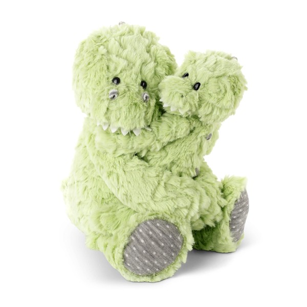 DEMDACO Dinosaur Mom and Baby 8.5 Inch Green and Grey