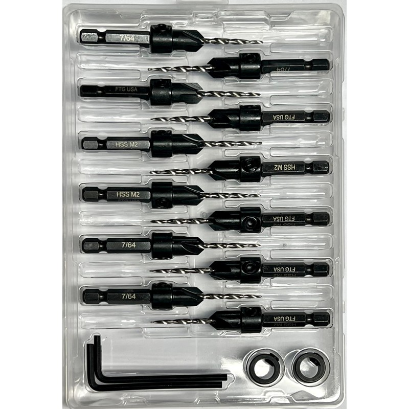 FTG USA Countersink Drill Bit Set 12 Pc #4 (7/64")