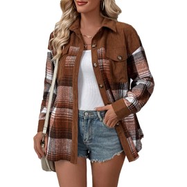 antmove Casual Jackets - Chic Women's Casual Jackets & Flannel Shirt, Newest 2024 Shackets for Women (brown,Small)