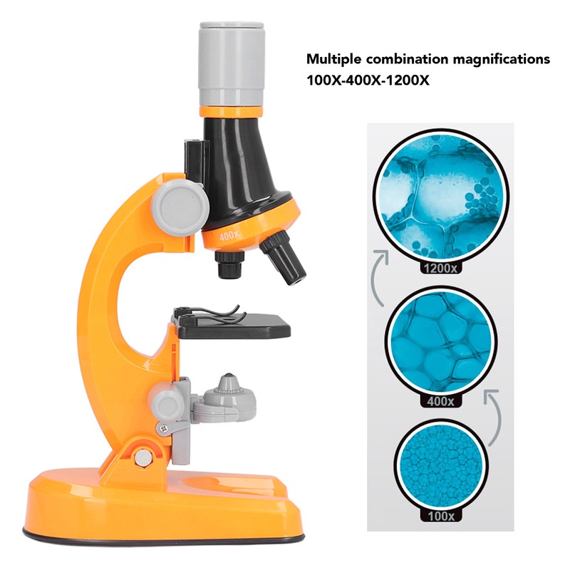 Kids Microscope Kit LED 1200X Microscope with Specimen Slides Science