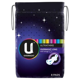 Kotex Buy U By Kotex Overnight Long Wings Ultrathins 8 Pack Online | Chempro Chemists