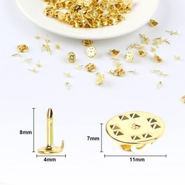 JANYUN 120 Pairs Butterfly Clutch Tie Tacks Pin Back Replacement with 8mm Length Blank Pins for Craft Making (Gold)