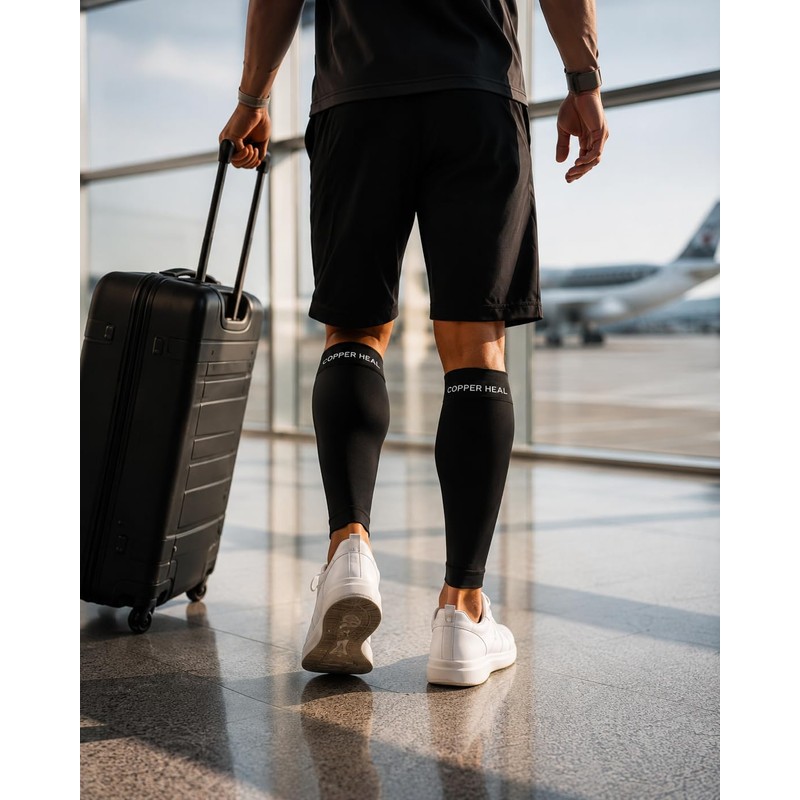 COPPER HEAL Calf Copper Compression Sleeves (1 Pair) for Training,