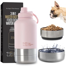 Botella De Agua De Viaje 3 En 1 De 32 Oz Para Perros Y Humanos, De Doble Uso, De Acero Inoxidable, Mantiene El Agua Caliente Durante 6 Horas Y Fría Durante 12 Horas, A Prueba De Fuga
