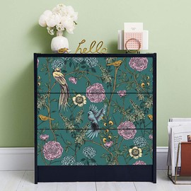 Alwayspon Victorian Garden Decals for MALM Dresser, Removable Drawer Front Stickers, Peel and Stick Furniture Sticker Skin, 3 Pcs x 31.6"x7.9"