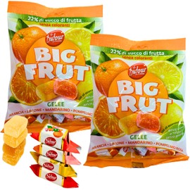 Dufour Big Frut Italian Citrus Jelly Candy from Italy 5.29 oz. (150g)(Pack of 2) Pates de Fruits - Italian Delicacies - Fruit Candy - Soft Fruit Gummies - Sweet Gelèes - 22% Fruit - Specialty Candy