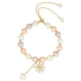 LYLYMIMI Pearl Bracelets for Women Freshwater Cultured Pearl Zircon Beads Gold Chain Slider Bracelet Bride Wedding Gifts