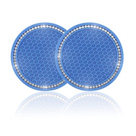 JUSTTOP Car Cup Holder Coaster, 2 Pack Universal Auto Anti Slip Cup Holder Insert Coaster, Bling Crystal Rhinestone Car Interior Accessories-Deep Blue