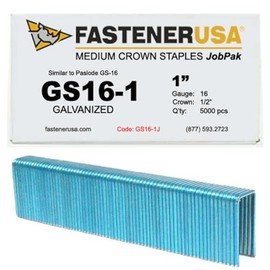 1" Leg x 1/2" Crown 16GA GALV GS-16 Staples 5,000ct | GS16-1J