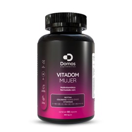Suplementos Domos - VitaDom Multivitaminico para mujer - 120 Cápsulas - Colágeno, Biotina, ácido Fólico, vitaminas B 3, 2, 5, vitamina K