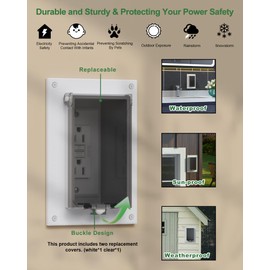 DBVR1W-1 Low Profile Electrical Outlet Box, Outdoor Recessed Outlet Box for Wet Location, Recessed Non-Metallic Exterior Outlet Box with 2 Weatherproof Covers, Vertical, 1-Gang, 2 Pack