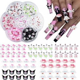 [Overseas] Sanrio Nail Parts 70 Cross Border Explosion Sanliou Cartoon Nail Accessories Plum Blossom Box Set Free Size/ 8-70PCS 4ea