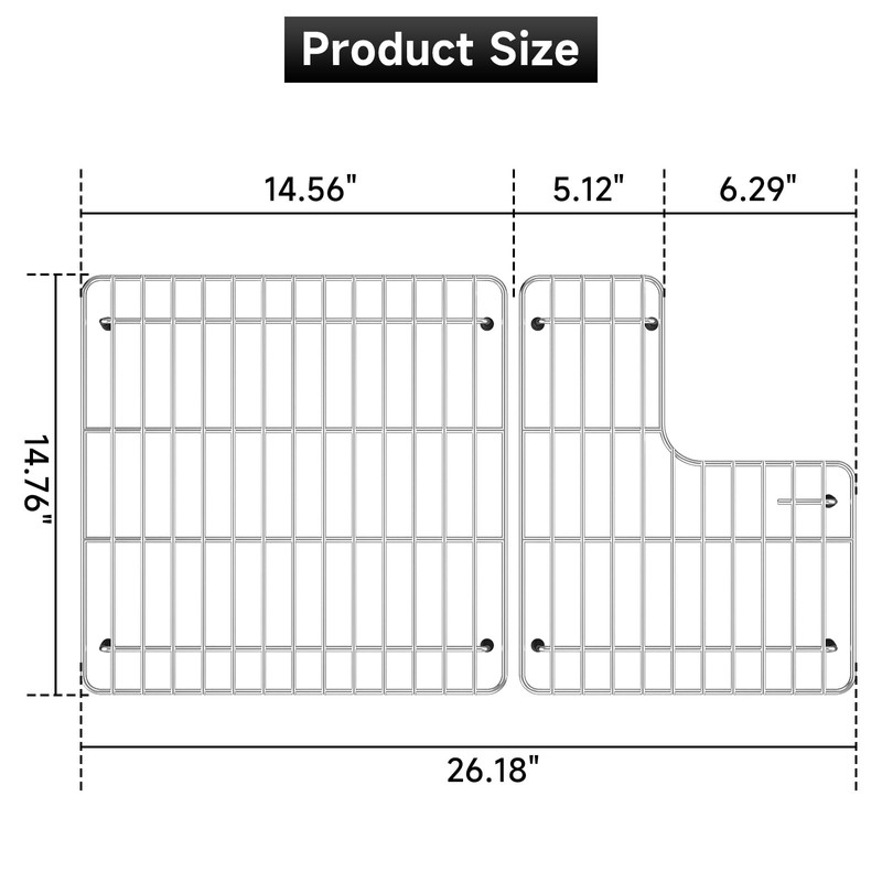 jkxoo 26.18'' x 14.76'' K-6449-ST Sink Protector Grid, Stainless Steel