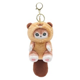 QHUACIZJL Cute cat keychain 5" plush backpack accessories bag pendant cute keychain gift (Beaver cat)