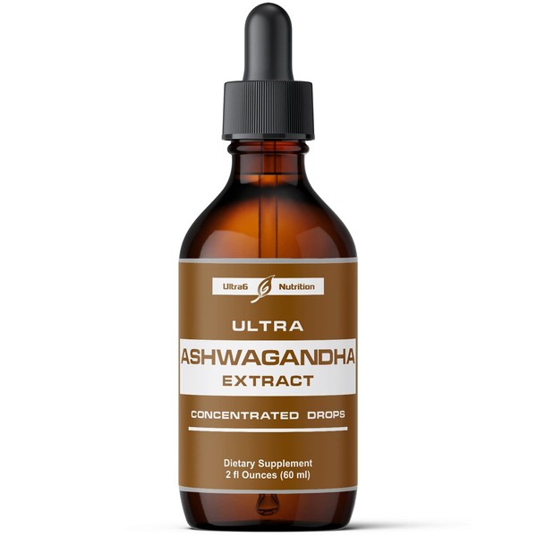 Ultra6 Nutrition Ashwagandha Drops. Ashwagandha Extract with Rhodiola Rosea Tincture. Ashwagandha Liquid Drops - Ashwagandha Supplements for Mood and Energy