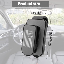 Sunglass Holder for Car Visor, Multi-Function Ticket Card Clip Upgrade Metal Flag Personality Modeling for Car SUV Truck, American Flag Ticket Card Glasses Clip(Black/Gray)