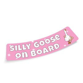 Silly Goose On Board Pink Sticker, Funny Bumper Sticker for Car Truck, Waterproof UV-Resistant Sticker Size 3x11inches