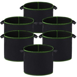 SCESCE 6 Pack 5 Gallon Grow Bags, Aeration Fabric Pots with Handles, Thickened Non-Woven Plant grow Bag for Flowers and Planting Potatoes, Tomatoes, Peas and More Vegetables