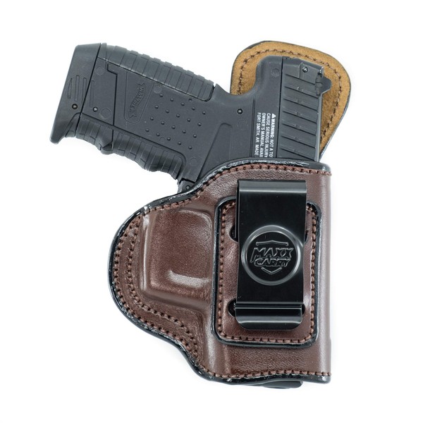 Maxx Carry Inside The Waistband Leather Holster Fits SIG P365. IWB Holster, Brown, Left Hand Draw