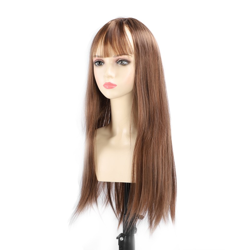 Light Brown Straight Wigs High Temperature Fiber Women Light Brown