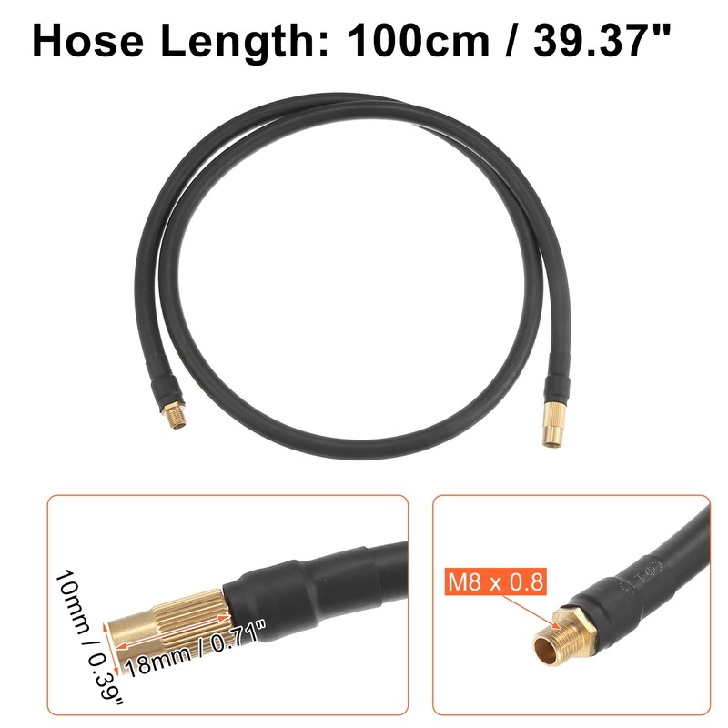 QUARKZMAN 100 cm Car Tyre Inflator Extension Hose Adapter Black