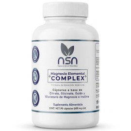 NSN Magnesio Elemental COMPLEX | 400mg Magnesio Elemental por Toma | Glicinato, Citrato, Gluconato y Óxido | Formulado por Dra. Friné Velázquez | 90 Cápsulas