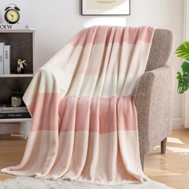 Homelike Moment Fleece Throw Blanket for Couch, Pink Soft Fluffy Blankets Throws, Fuzzy Cozy Plush Flannel Blanket for Sofa, Comfy Warm Lightweight Bed Blanket Striped (Pink, 50x60IN)
