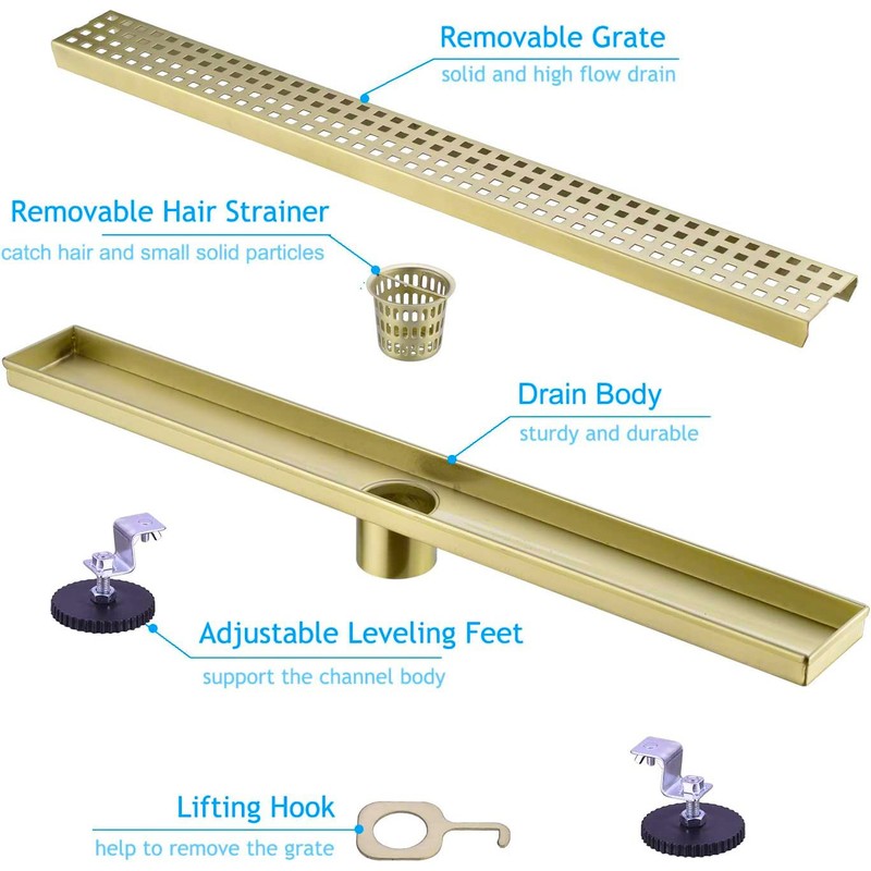 16 Inch Linear Bathroom Shower Rectangular Floor Drain New Type