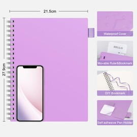 RETTACY A4 Lines Spiral Notebook, Spiral Bound Notebooks, 300 Perforated Pages/150 Tear Off Sheets, 100gsm Paper with Colourful, DIY Function, 8.5 x 11 Inch - Purple