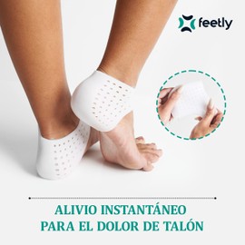 Feetly® Plantillas de Gel de Silicona Fascitis Plantar [NUEVO MODELO] - Protectores de Talón - Uso con Zapatos Alivian el Dolor - Insertos - Almohadilla Ortopedica - Taloneras Espolon Calcaneo - Mujer Hombre [Un Par]