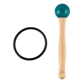 Singing Bowl Mallet Wood Handle Rubber Head Clear Beautiful Sound Percussion Stick with Rubber Ring Green