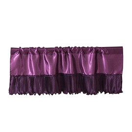 Tache Satin Silky Ruffle Midnight Bloom Glam Window Treatment Rod Pocket Curtain Topper 18x52 Purple Valance