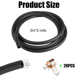 4 Meter Benzinschlauch Set 5mm x 2m Gummi Kraftstoffschlauch Kraftstoffleitung mit 20 Schlauchschellen Universeller Dieselschlauch für Kleine Motoren, Ideal für Auto, Motorrad und Gartenmaschinen