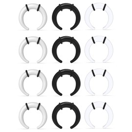 Lcolyoli 6 Pairs Acrylic C Shape Pincher Tapers Septum Buffalo Taper Expander with Black O-Rings Crescent Gauge Earring Plug for Women Men 6G