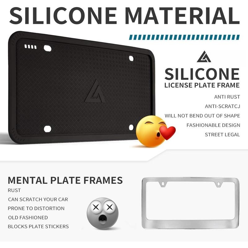 License Plate Frames Black, 2 Pack License Plate Frame, Universal