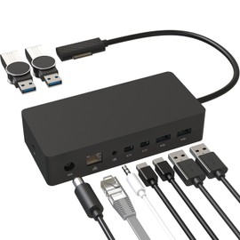 New Ms Surface Docking Station with 90W Power Supply, Double mini DP, 4*USB3.0, Gigabit Ethernet，3.5mm Audio,Compatible with Surface Pro Series, Laptop Series, Laptop go, Surface Book2/1, Surface Go