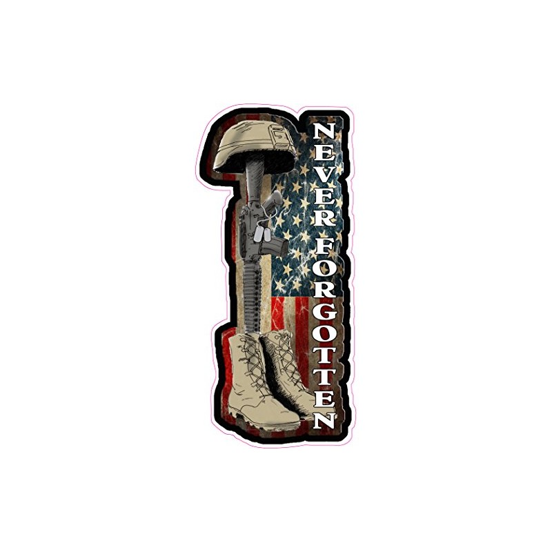 Battlefield Cross Never Forgotten Large Decal 14" x 6.5"