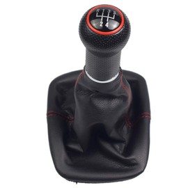 Hacreyatu 5 Speed Car Gear Knob Stick Gaiter Boot Kit for V-W Polo 6N Golf 2 3 4 Cabrio P-as-sat 35i (Red)