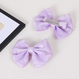 3 Inches Ruffled Grosgrain Ribbon Pinwheel Hair Bows Alligator Clips Hair Barrettes 2pc Cute Handmade Hair Decor Accessories for Baby Girls Kids Toddlers Teens Light Purple